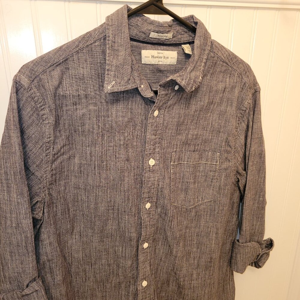 Hawker Rye Long Sleeve Button Down Short Size Large Heathered Grey